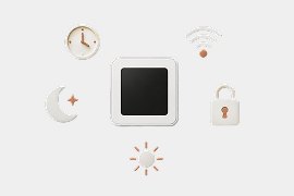 Терморегулятор в окружении значков расписания, Wi-Fi, ночного режима и блокировки